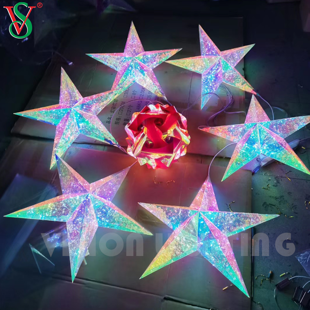 Pendentif féerique de noël, boule LED en PVC, lumière étoile pour décoration suspendue d'arbre en plein air