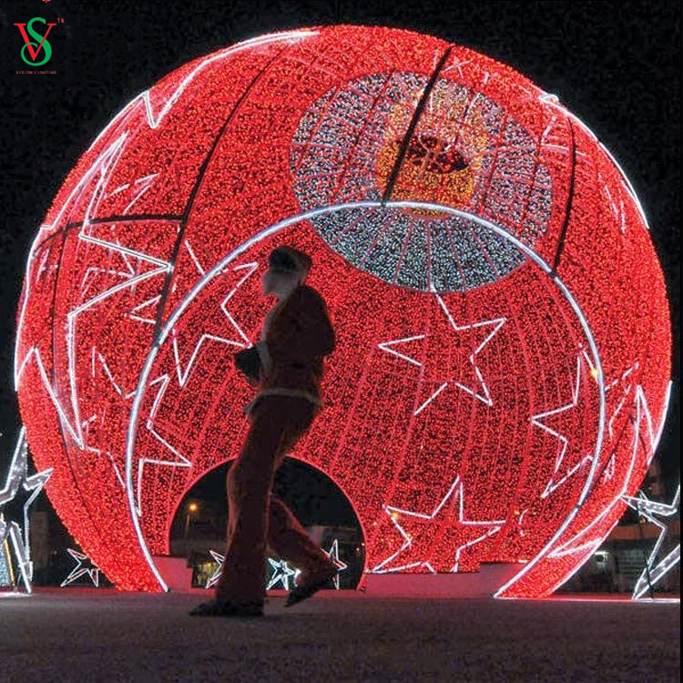 Grande lumière extérieure de motif de forme de boule d'arc 3D pour la décoration de Noël