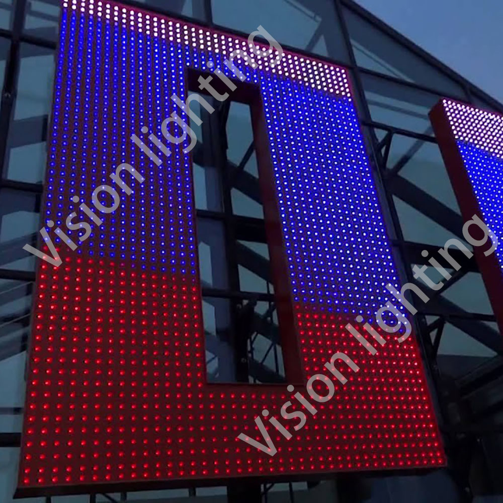Lumières menées extérieures de maille de mur de grille de pixels de l'écran de visualisation de la publicité RVB WS2811