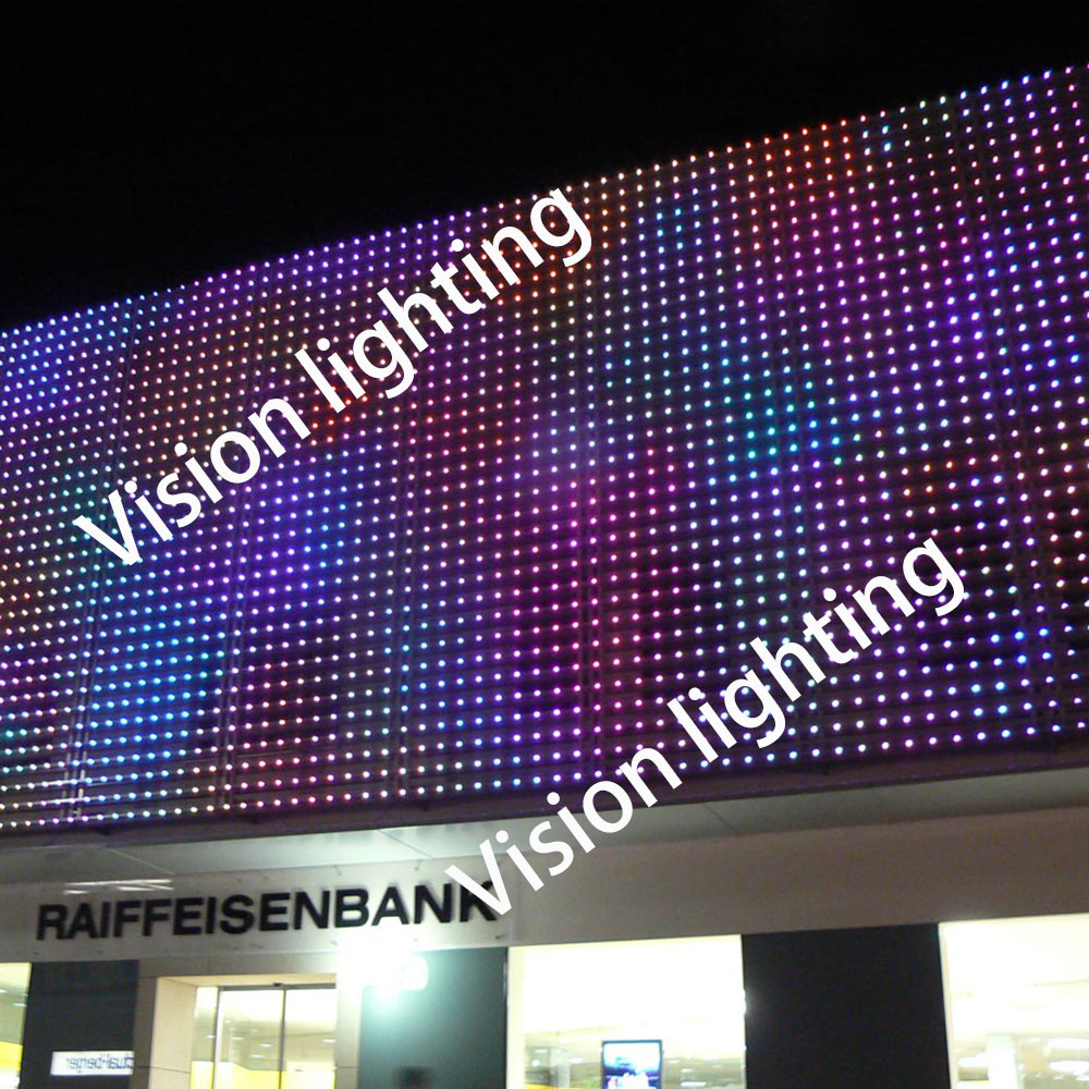 Lumières menées extérieures de maille de mur de grille de pixels de l'écran de visualisation de la publicité RVB WS2811