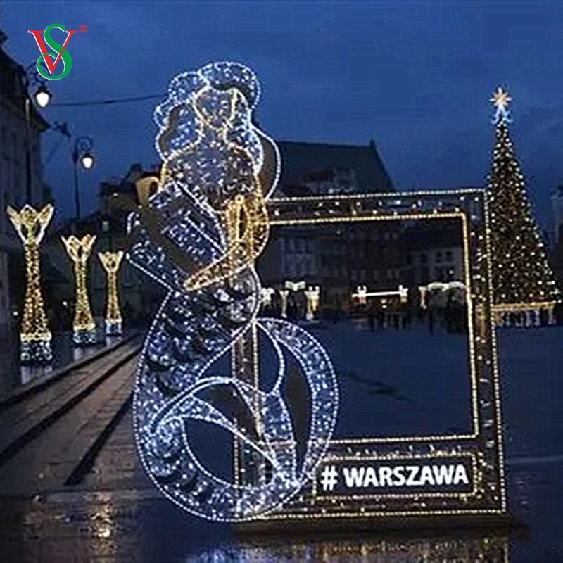 Cadre photo 2D de sculpture illuminée de Noël en plein air pour enfants