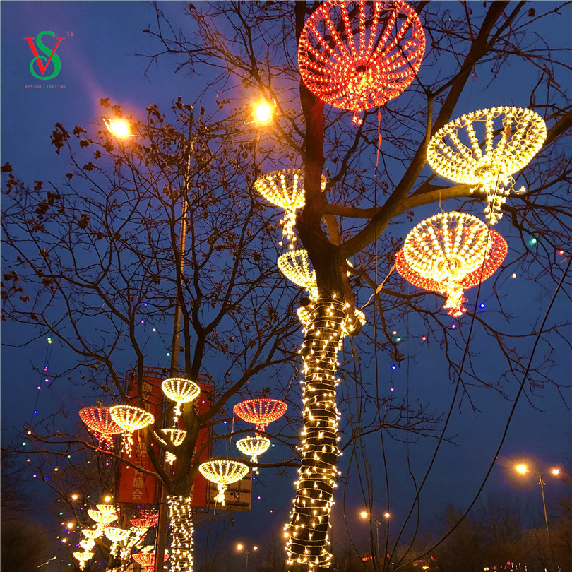 Lumière animée de décoration de rue de Noël LED Sakura Umbrella Motif Light 