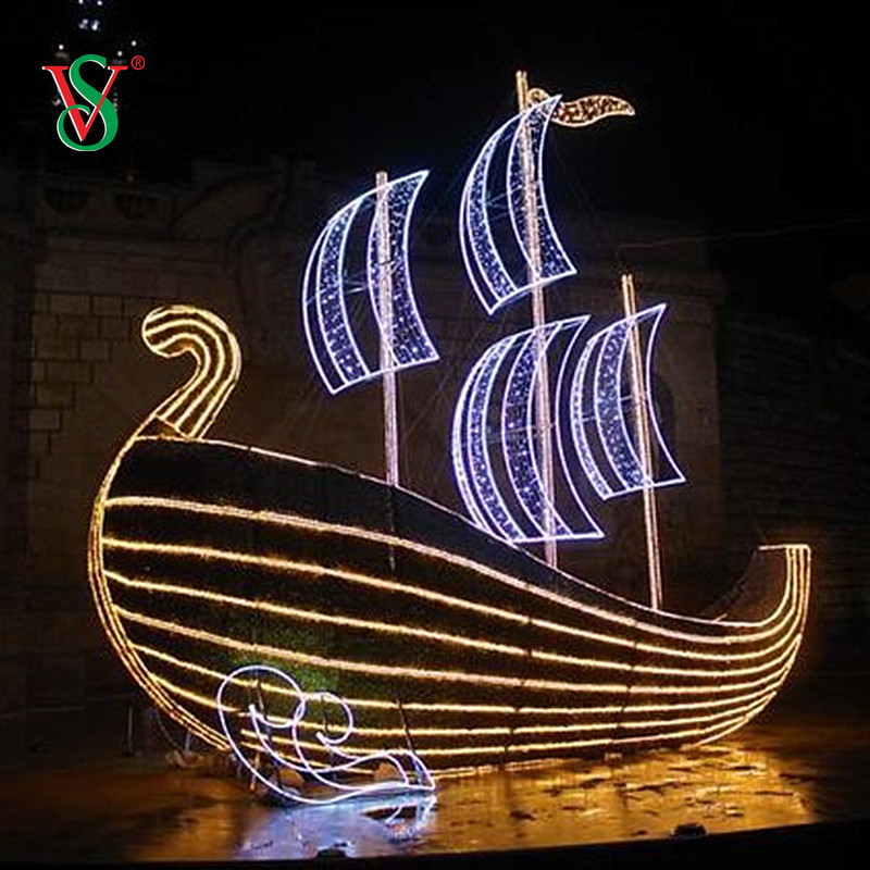 Lumière géante de motif de bateau de bateau de bateau de LED 3D pour la décoration extérieure de vacances