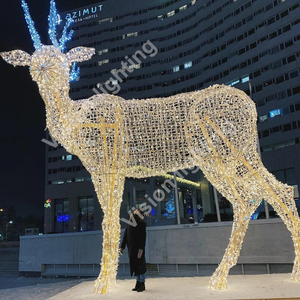 Décoration extérieure de Noël Motif de sculpture 3D Lumière de cerf led animal géant sur mesure