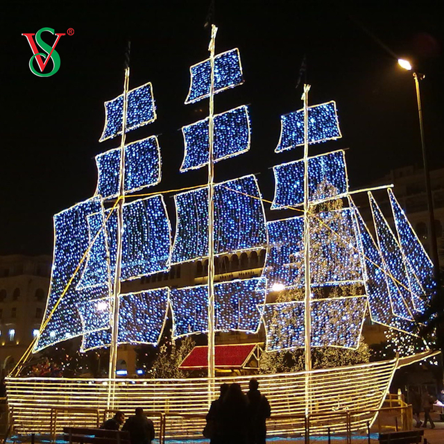 Lumière géante de motif de bateau de bateau de bateau de LED 3D pour la décoration extérieure de vacances