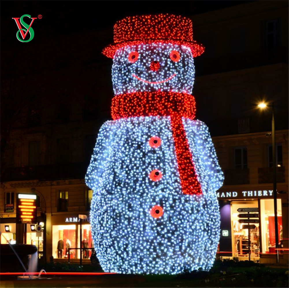 Grand bonhomme de neige LED 3D pour la décoration extérieure des vacances de Noël
