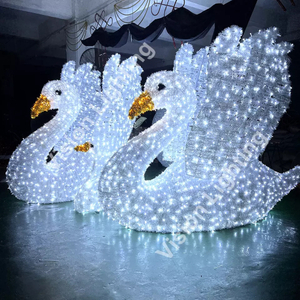 3D Structure de cygne illuminée Décoration d'éclairage pour le décor de paysage extérieur