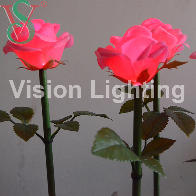 Paysage artificiel IP65 de haute qualité utiliser la lumière de fleur de rose artificielle d'insertion led décorative de noël