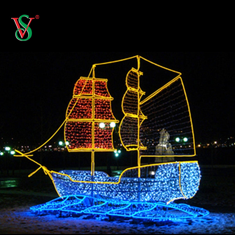 Lumière géante de motif de bateau de bateau de bateau de LED 3D pour la décoration extérieure de vacances