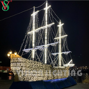 Navire à LED 3D personnalisé et sculpture de véhicules décoration de lumière extérieure accrocheur pour les parcs à thème et les villes et les festivals