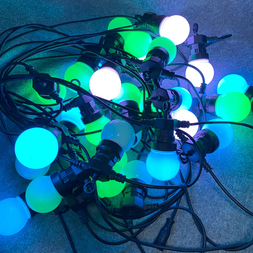 Bulbe de 50 mm extérieur WS2811 DMX / SPI Festoon Belt Lights Programmable Ball String pour Noël