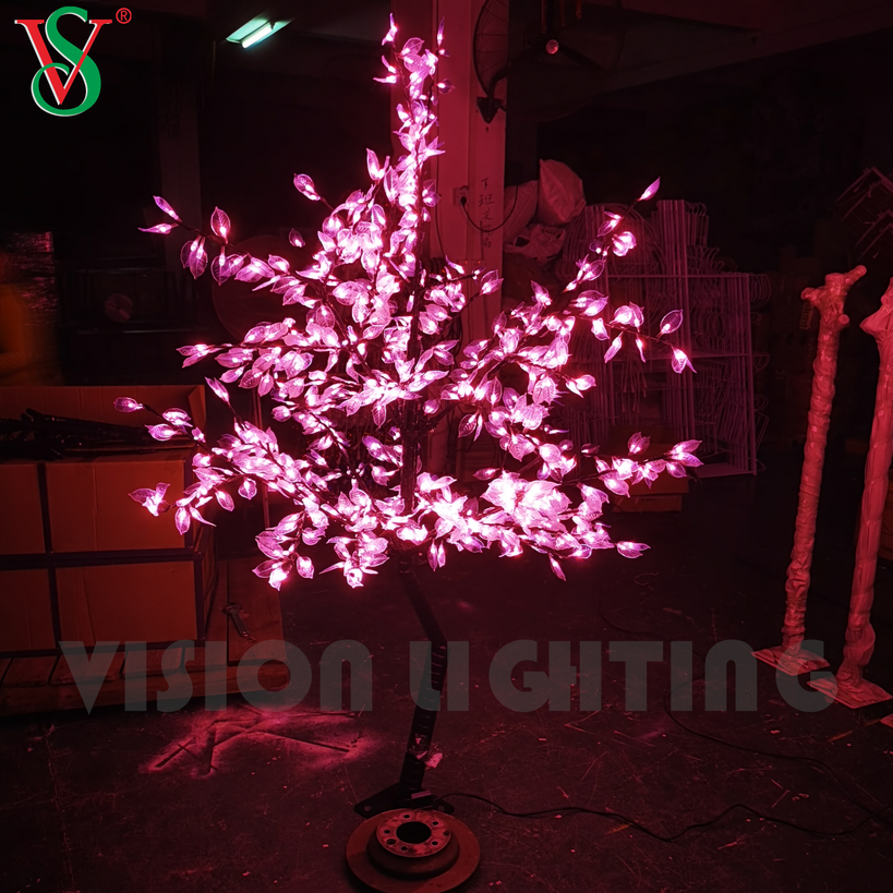 Tree de fleur de cerisier artificielle LED rose romantique pour la décoration de paysage du jardin de parc de rue