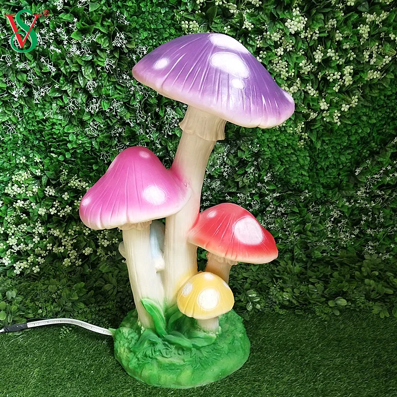 Le champignon de fibre de verre de la résine FRP allume le champignon illuminé par LED pour la décoration extérieure de jardin