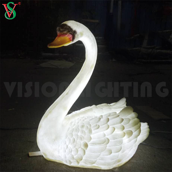 Sculpture d'animaux en résine d'oie en fibre de verre, cygne éclairé par Led, décoration extérieure pour parc de Zoo