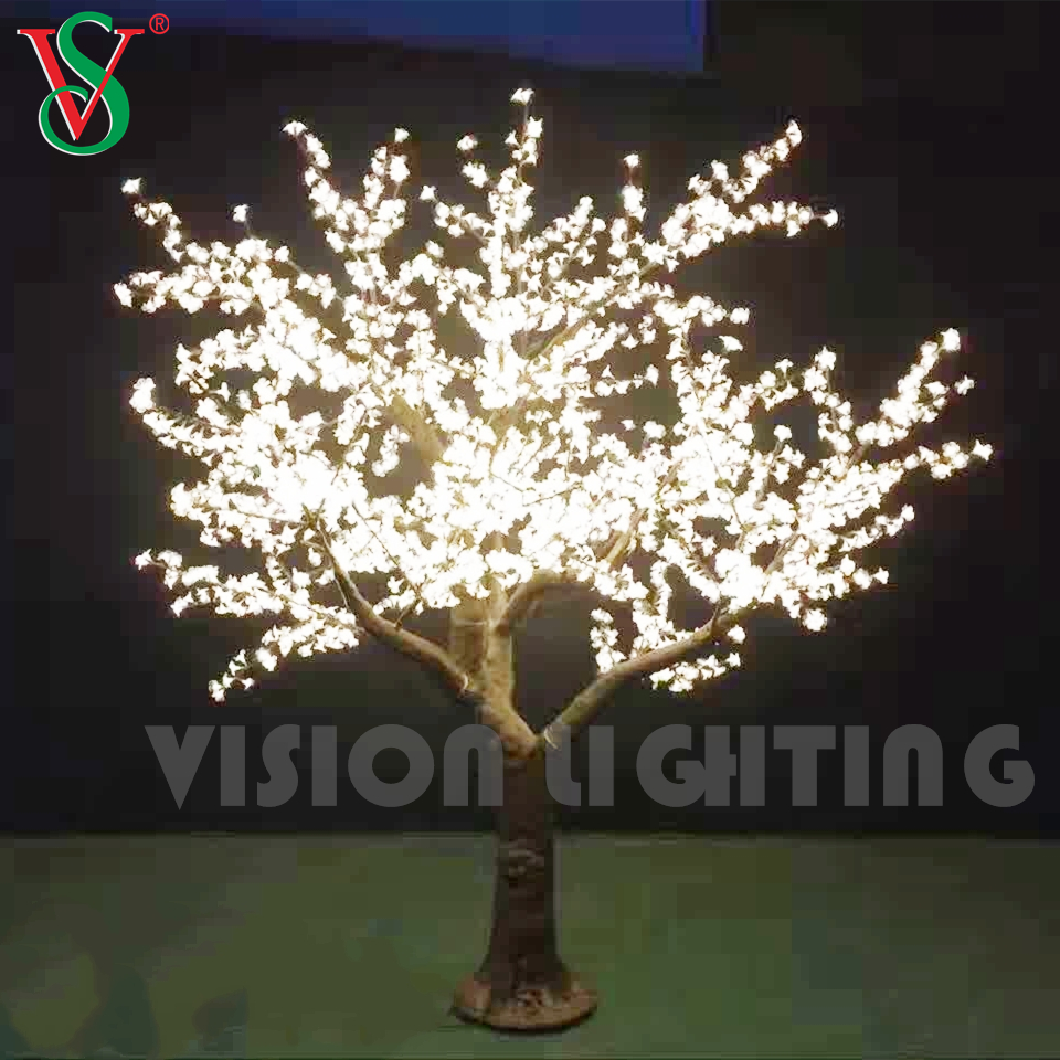 Tree de fleur de cerisier artificielle LED rose romantique pour la décoration de paysage du jardin de parc de rue
