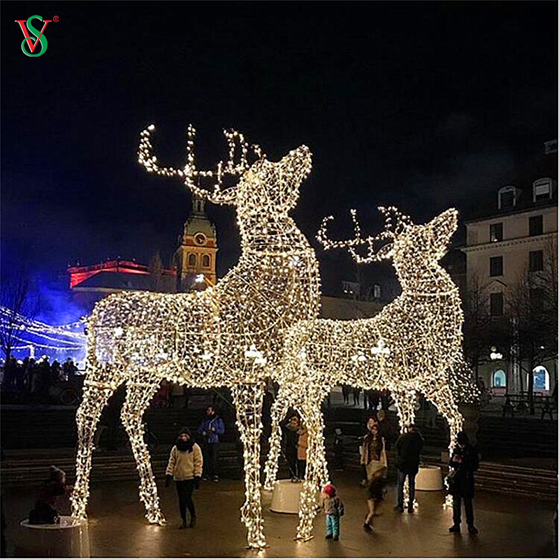 Grande lumière extérieure de sculpture de renne 3D pour la décoration de Noël