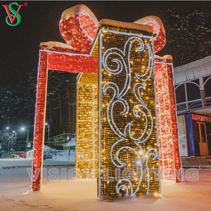 Décoration de Noël Lumières de motif de boîte-cadeau lumineuses géantes en plein air 3D pour Plaza