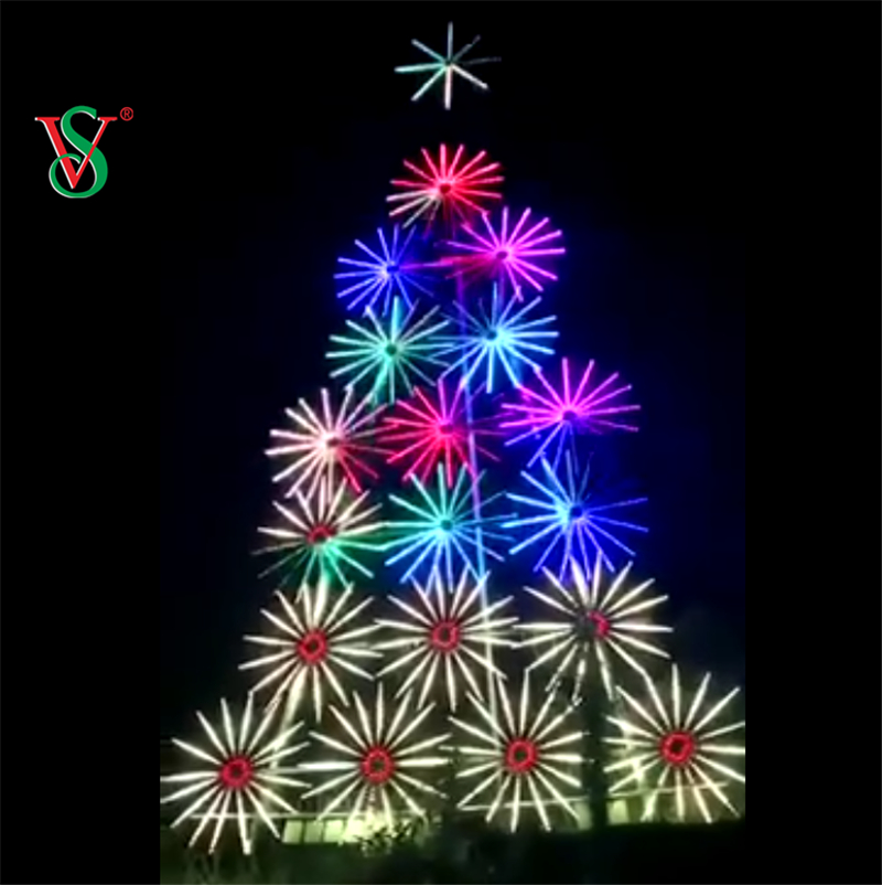 Le feu d'artifice de la décoration de Noël de vacances allume les lumières extérieures d'arbre de feux d'artifice de LED