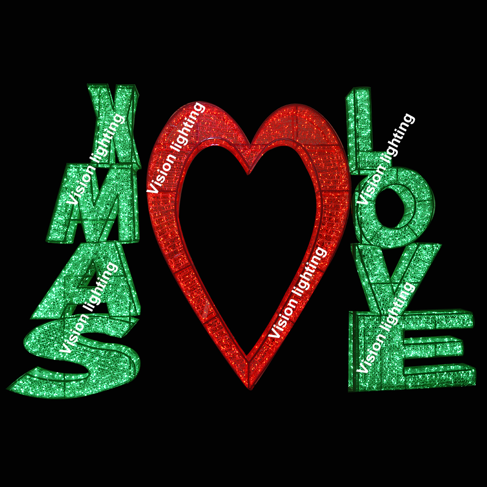 Décoration extérieure paysage IP65 Sculpture 3D de haute qualité led lumière de lettre de motif de vacances de noël