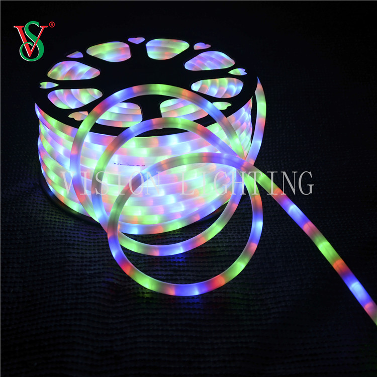 Décoration de vacances Round Shape RGB 100m LED Flex Rope Strip Light for Shop Window Park Street