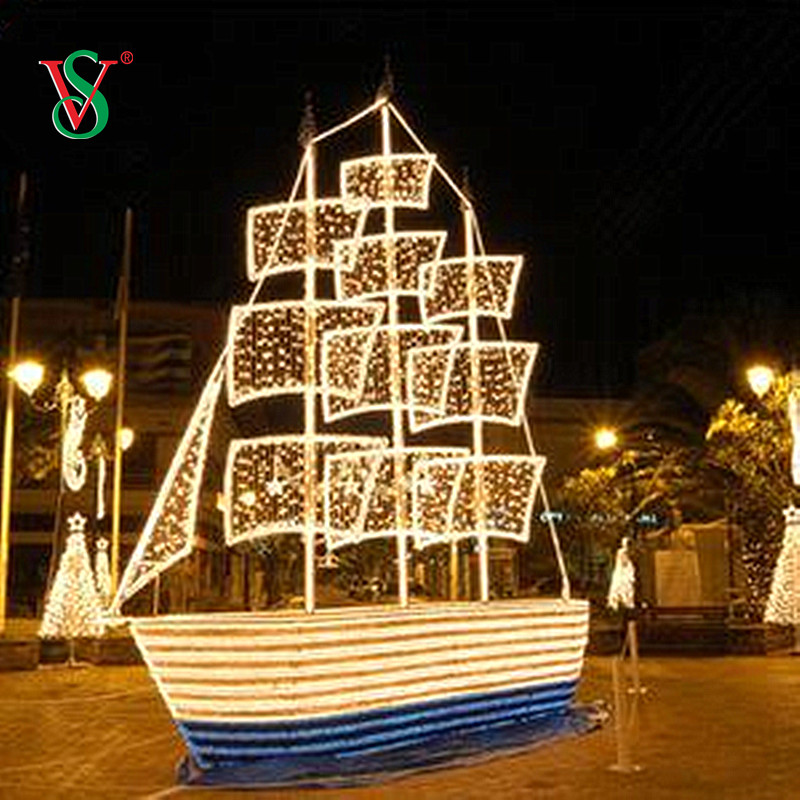 Lumière géante de motif de bateau de bateau de bateau de LED 3D pour la décoration extérieure de vacances