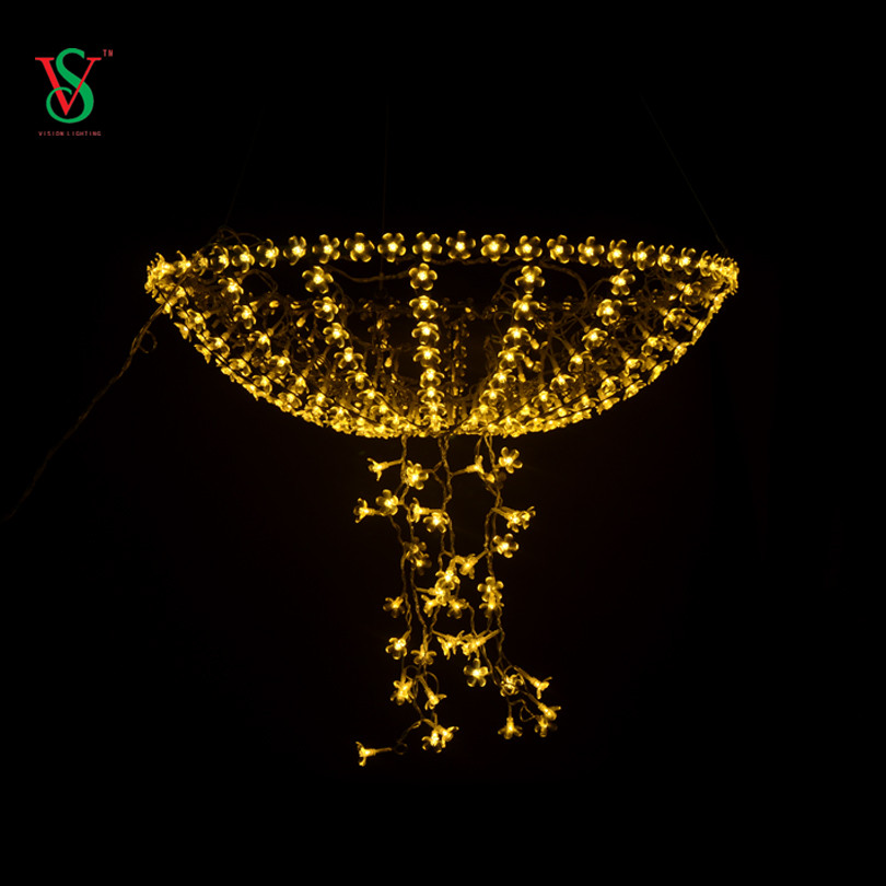 Lumière animée de décoration de rue de Noël LED Sakura Umbrella Motif Light 