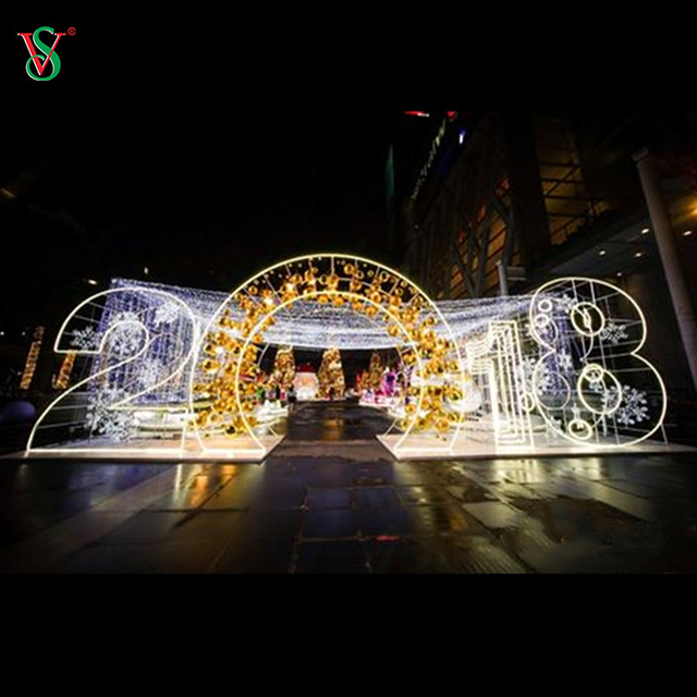 Lumière d'arc à thème extérieur 3D 2025 2024 2023 Walk Through Arch Motif Lights