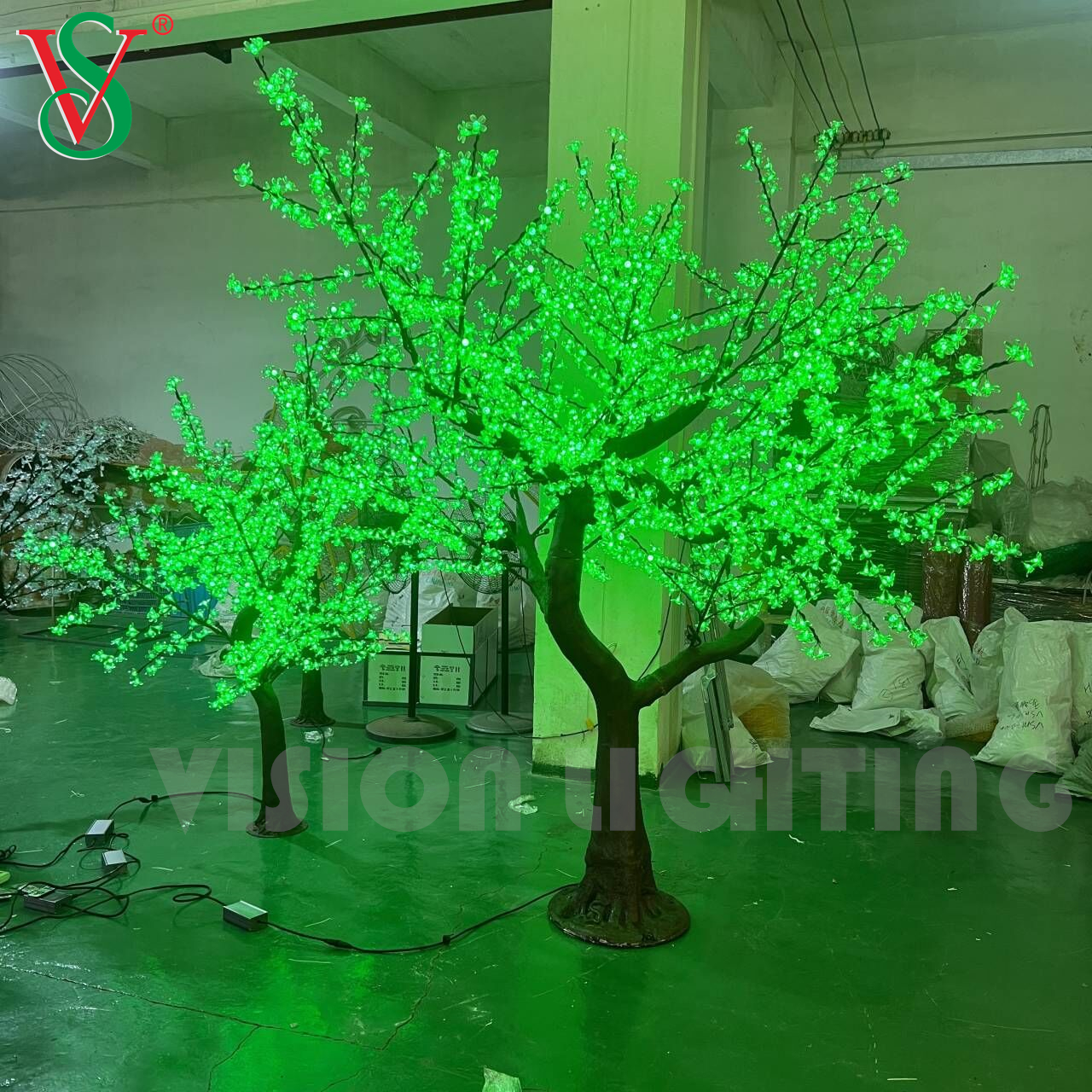 Tree de fleur de cerisier artificielle LED rose romantique pour la décoration de paysage du jardin de parc de rue