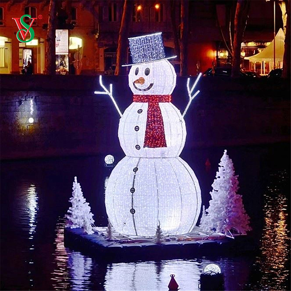 Grand bonhomme de neige LED 3D pour la décoration extérieure des vacances de Noël