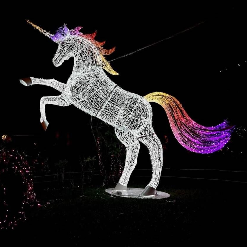 Sculpture de cheval animal éclairé 3D avec lumière des cordes pour le zoo jardin parc décoration extérieure