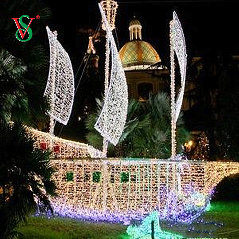 Lumière géante de motif de bateau de bateau de bateau de LED 3D pour la décoration extérieure de vacances