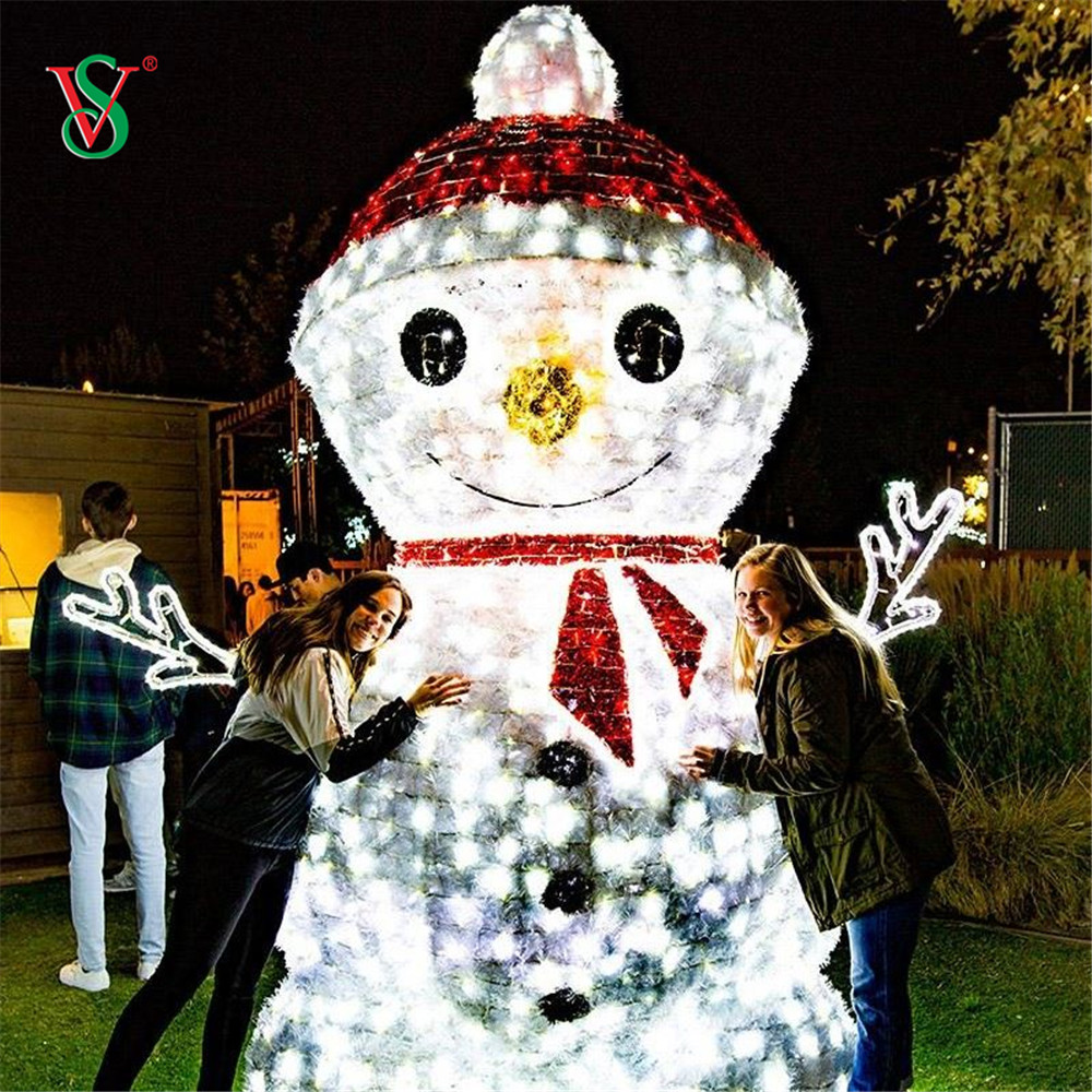 Grand bonhomme de neige LED 3D pour la décoration extérieure des vacances de Noël