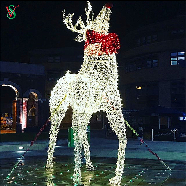 Grande lumière extérieure de sculpture de renne 3D pour la décoration de Noël