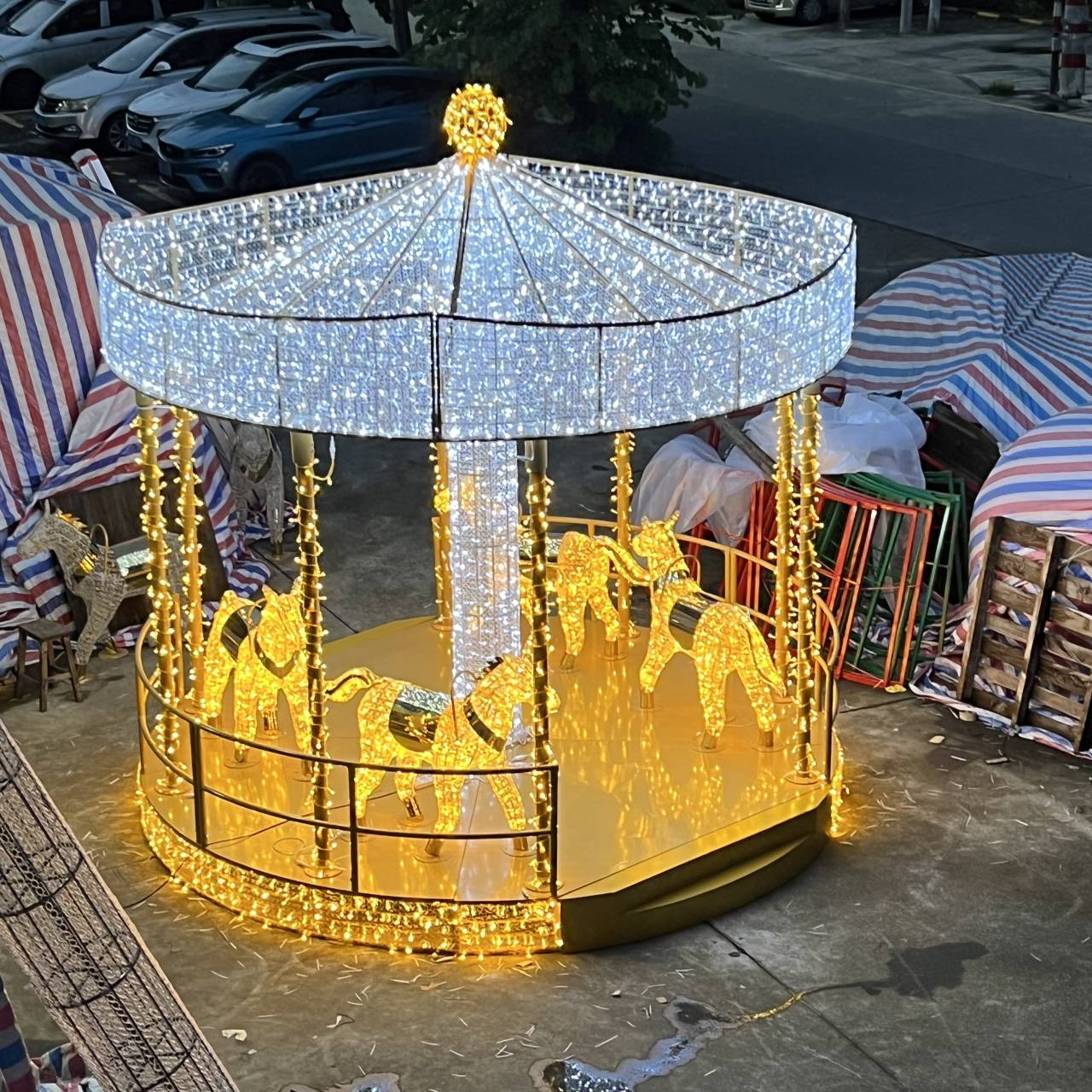 Sculpture de cheval animal éclairé 3D avec lumière des cordes pour le zoo jardin parc décoration extérieure