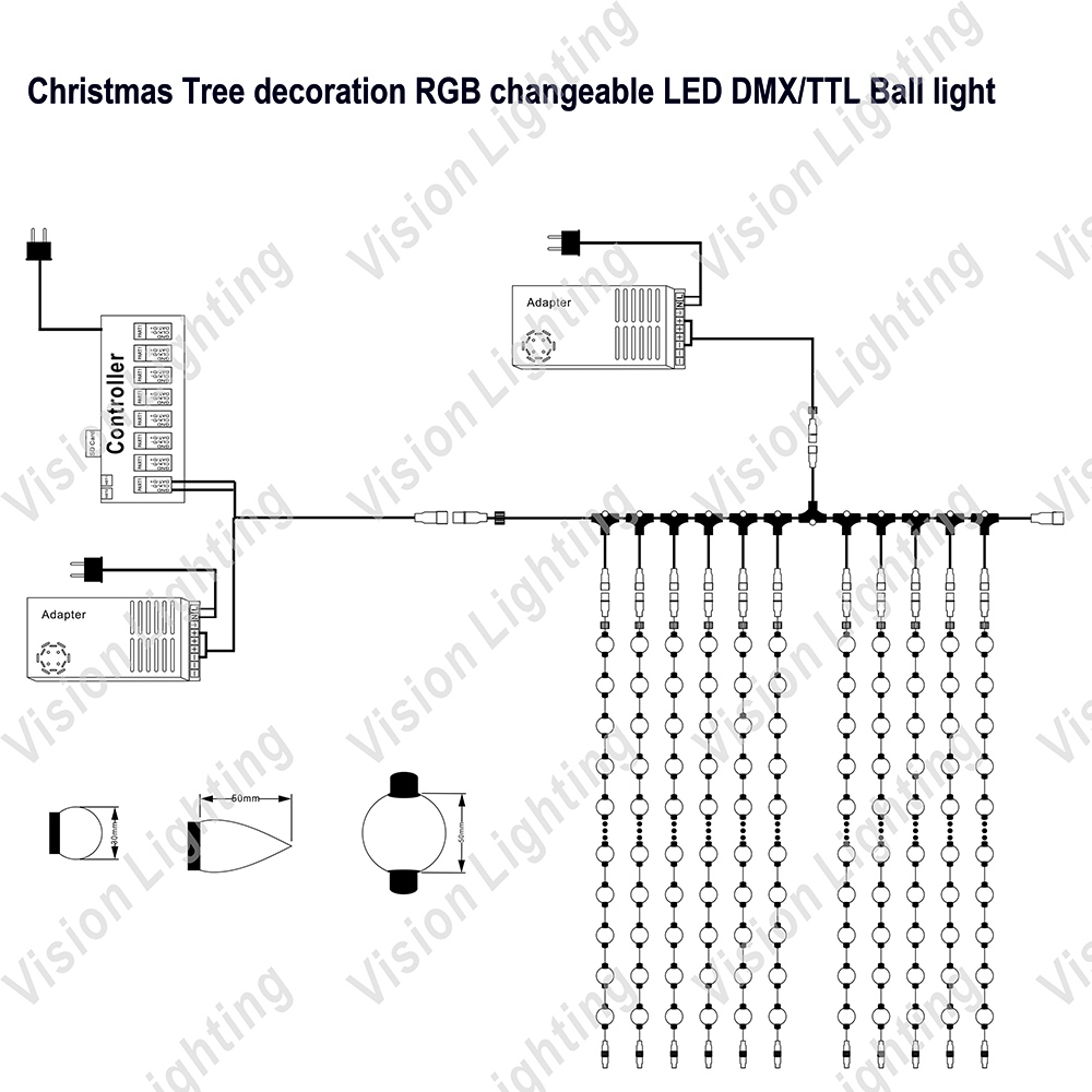 Décoration de Noël IP65 programmable WS2811 TTL LED RGB pixels fraise guirlande lumineuse pour une utilisation en extérieur