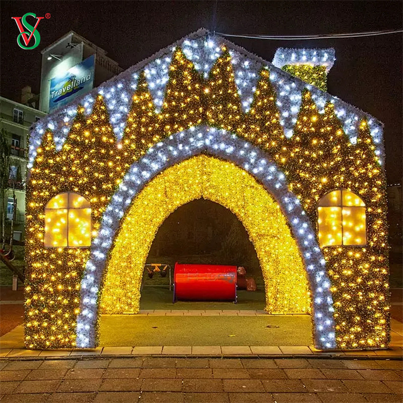 Grande lumière extérieure de motif de maison de pain d'épice de LED 3D pour l'exposition de lumière de Noël