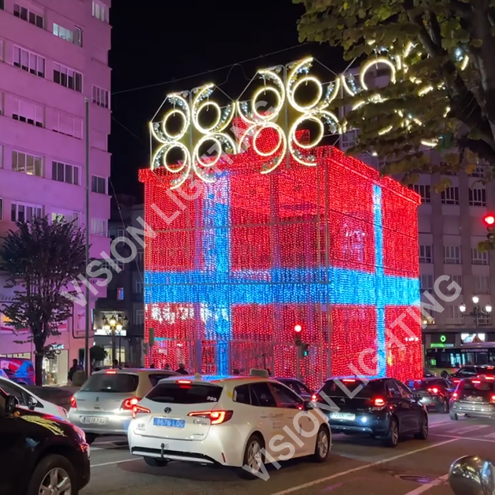 Box coffre-cadeaux de vacances à LED RVB personnalisé pour Noël