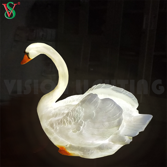 Sculpture d'animaux en résine d'oie en fibre de verre, cygne éclairé par Led, décoration extérieure pour parc de Zoo