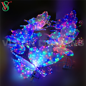 Décoration papillon illuminée RVB pour fournitures de mariage intérieures et extérieures