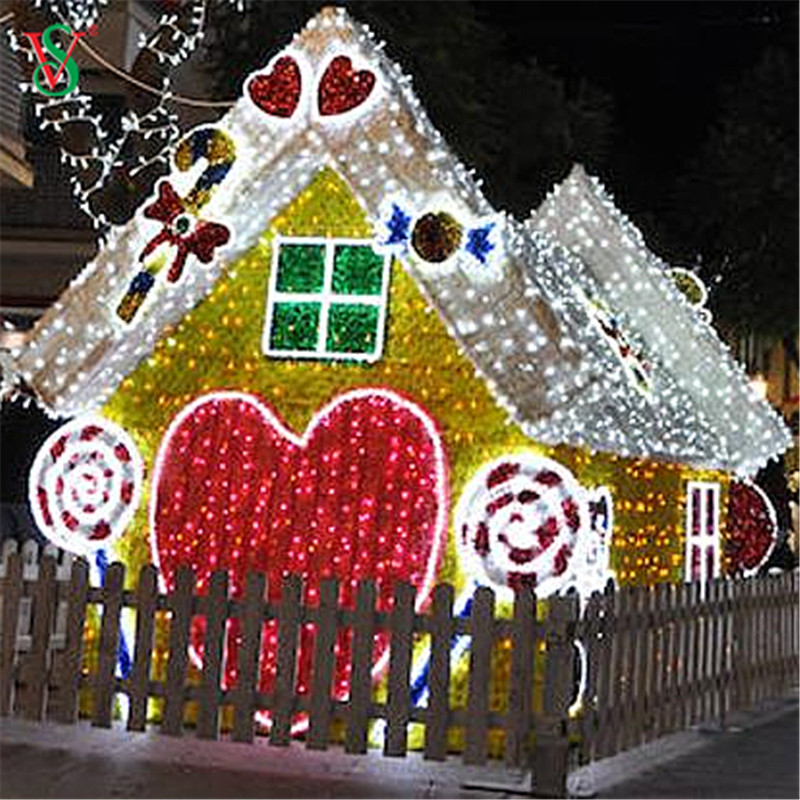 Grande lumière extérieure de motif de maison de pain d'épice de LED 3D pour l'exposition de lumière de Noël