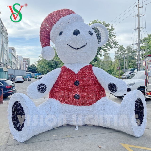 LED Bourse Light Giant 3D en peluche de motif d'ours pour la décoration de Noël en plein air