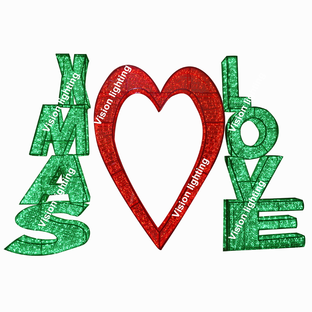 Décoration extérieure paysage IP65 Sculpture 3D de haute qualité led lumière de lettre de motif de vacances de noël