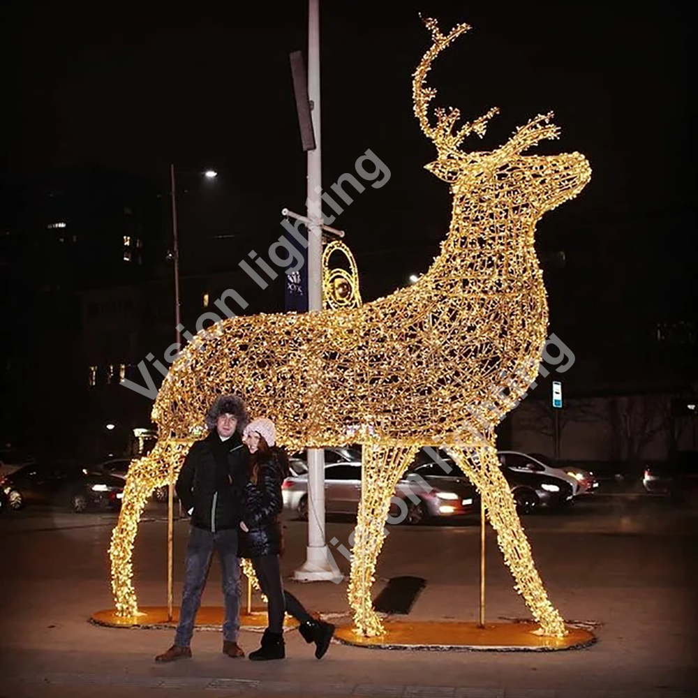 Décoration extérieure de Noël Motif de sculpture 3D Lumière de cerf led animal géant sur mesure